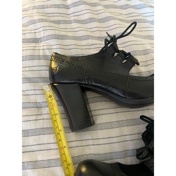 Born Rosel Black Leather Lace Up Oxford MaryJane High Heels Women’s Size 7 - Picture 9 of 12